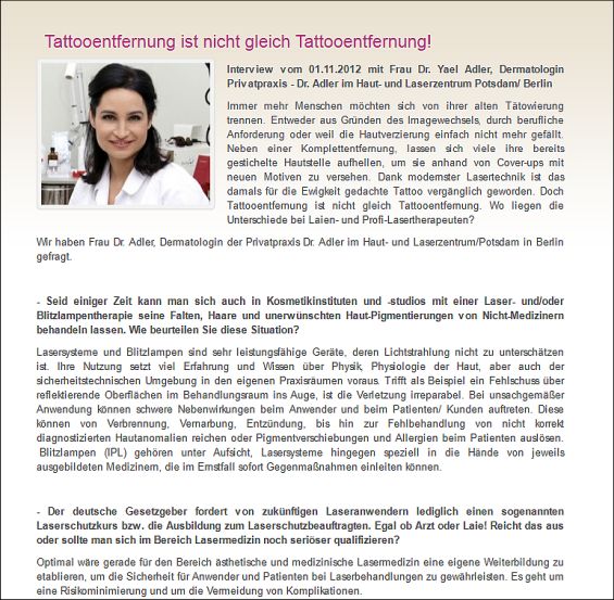 Tattooentfernung ist nicht gleich Tattooentfernung!